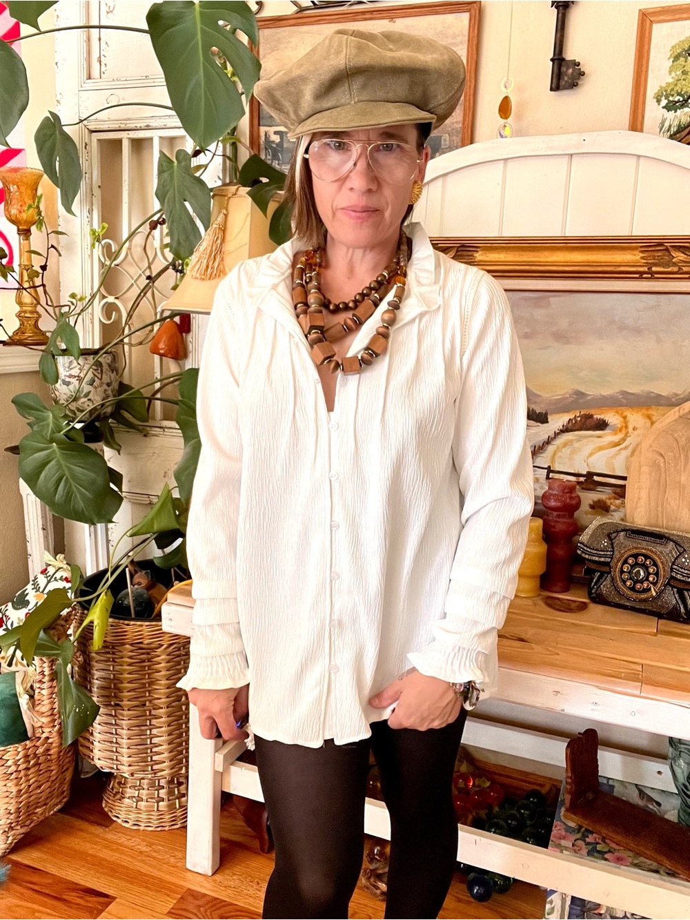 New! Thespian Poet Pleated Blouse White With Lace Cottagecore Prairie Boho